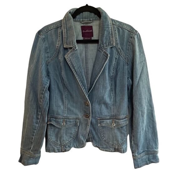 Gloria Vanderbilt ~ Vintage 2 button denim jacket/blazer ~ size Large - Picture 1 of 6
